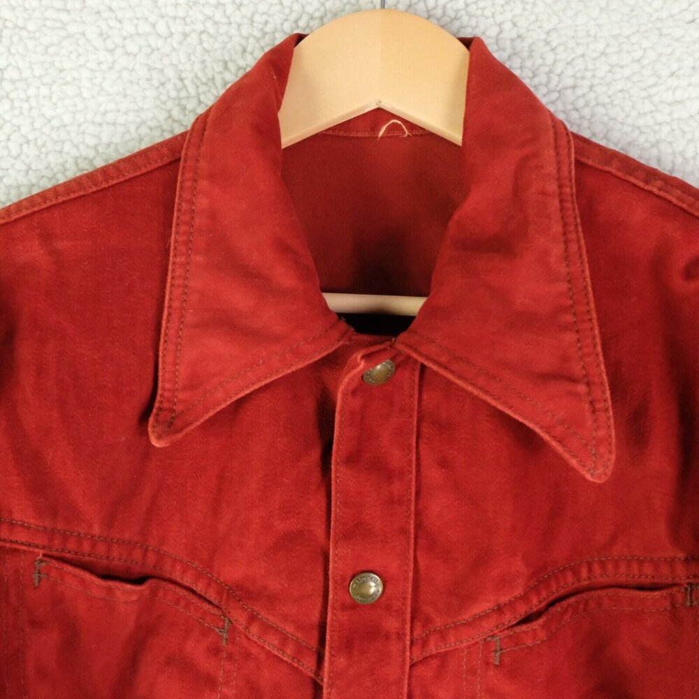 Vintage Jacket Womens Small Red Canvas Western Snap Cowgirl Outdoor 70S 80S - Picture 2 of 8